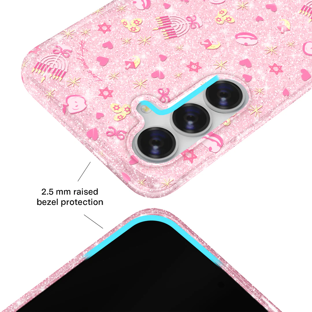 Pink Hanukkah Glitter Samsung Case - Image 23