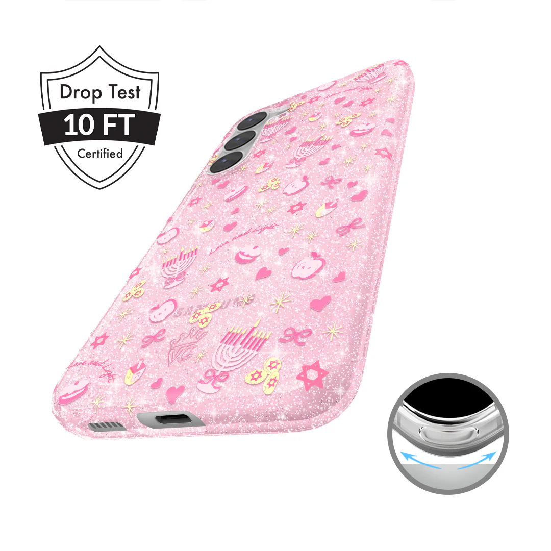 Pink Hanukkah Glitter Samsung Case - Image 42