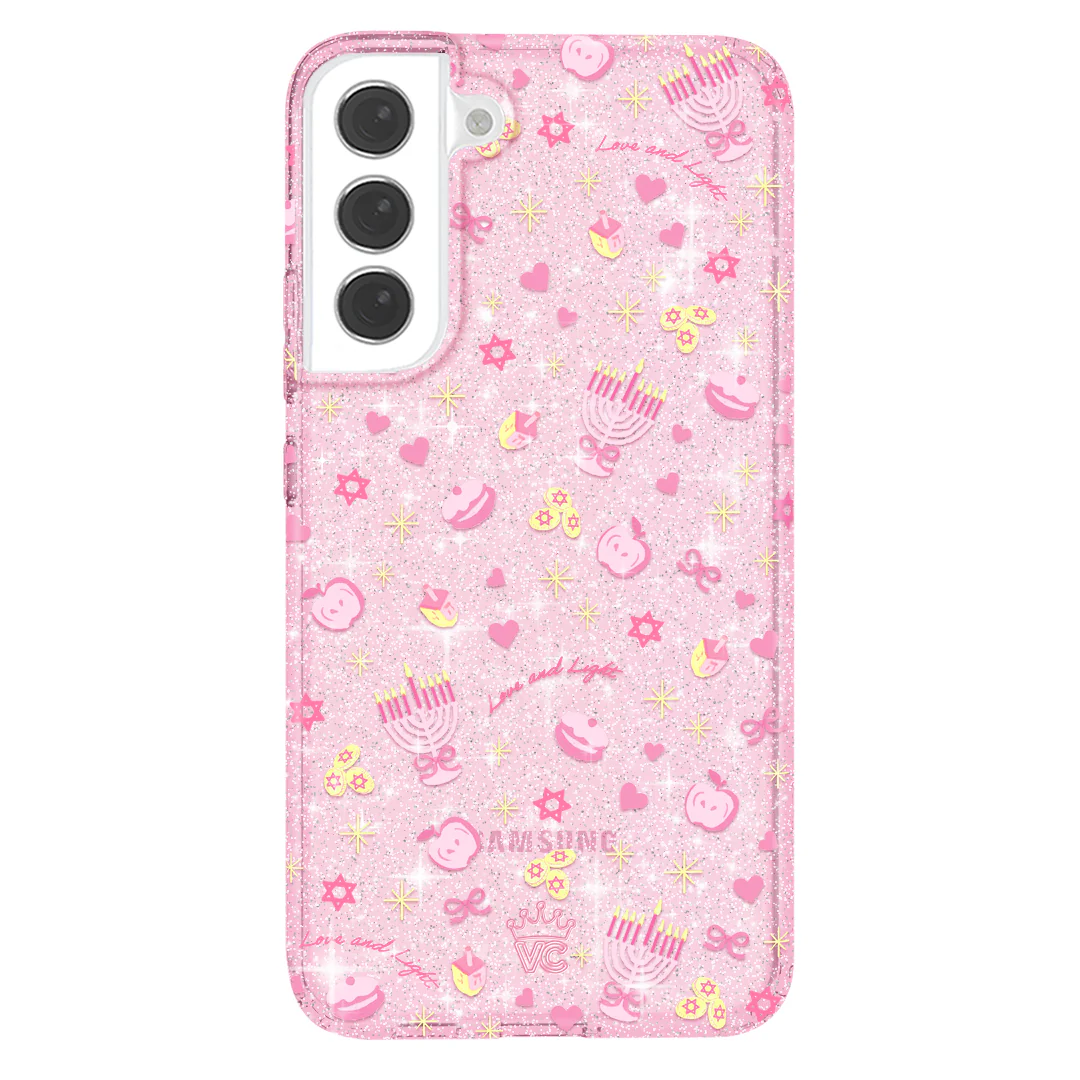 Pink Hanukkah Glitter Samsung Case - Image 56
