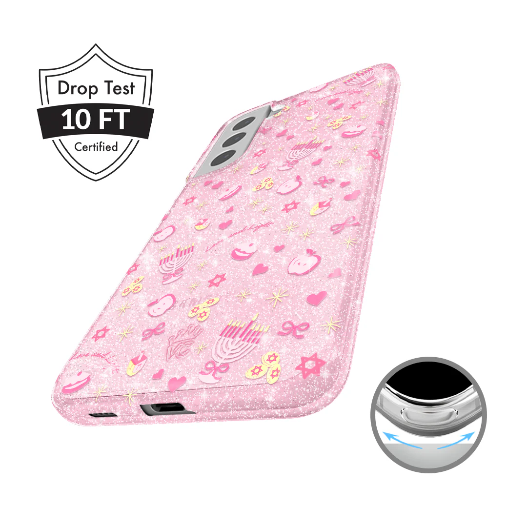 Pink Hanukkah Glitter Samsung Case - Image 57