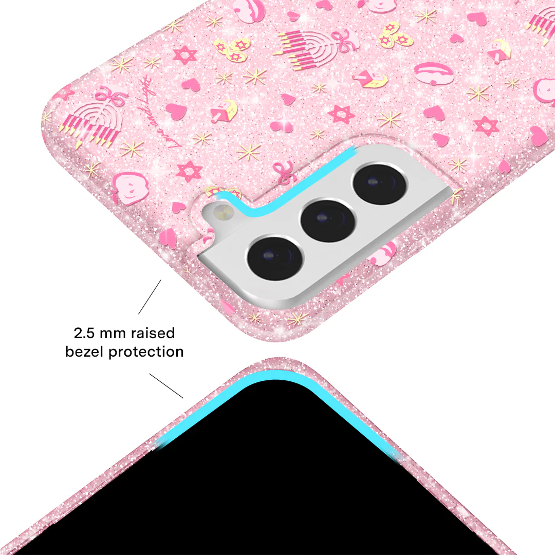 Pink Hanukkah Glitter Samsung Case - Image 58