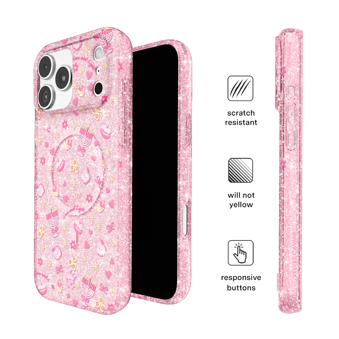 Pink Hanukkah Glitter iPhone Case - Image 15