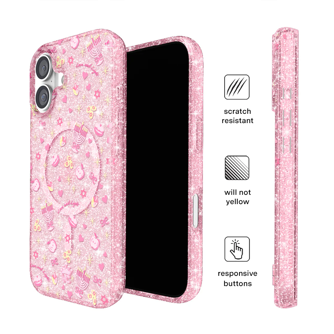 Pink Hanukkah Glitter iPhone Case - Image 35
