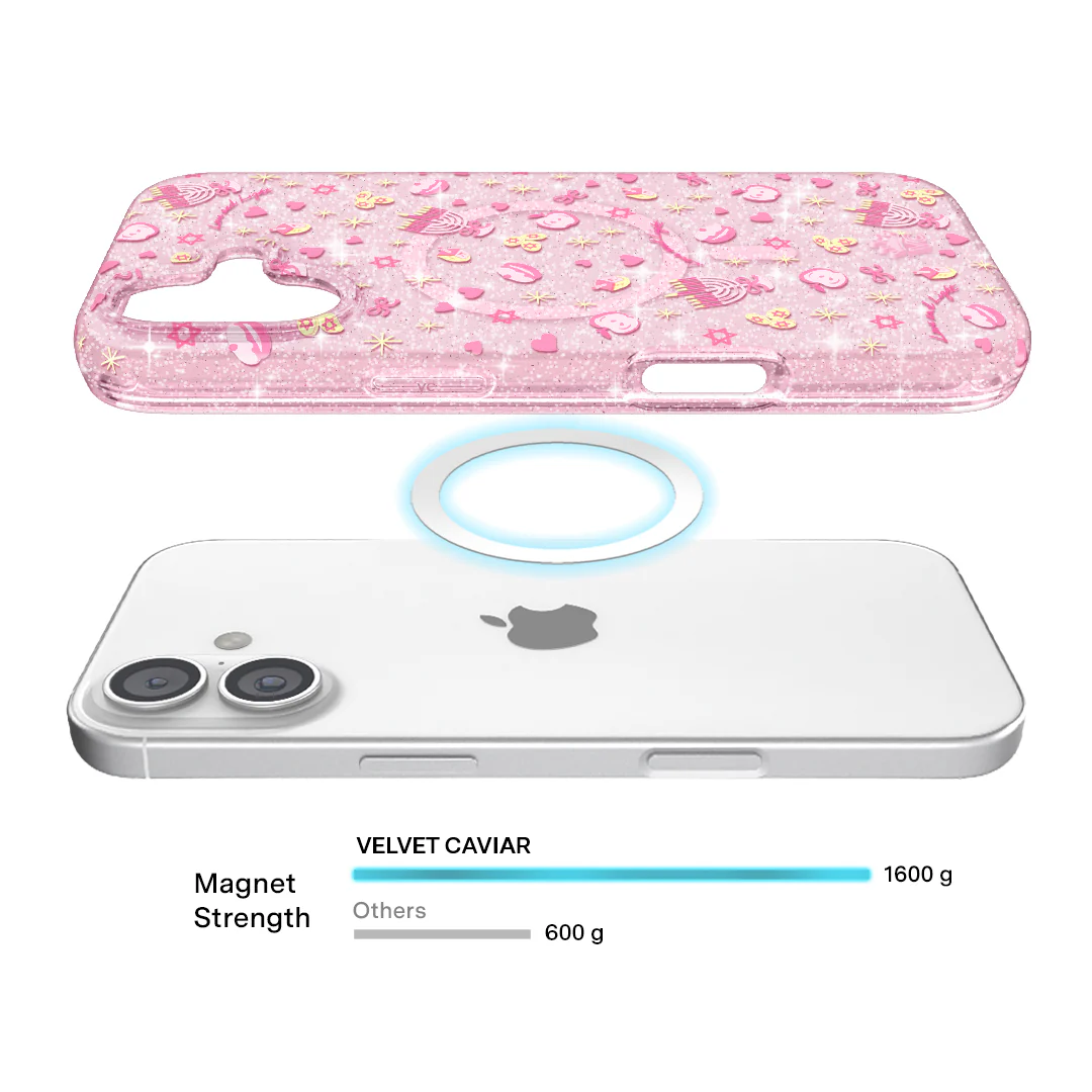 Pink Hanukkah Glitter iPhone Case - Image 39