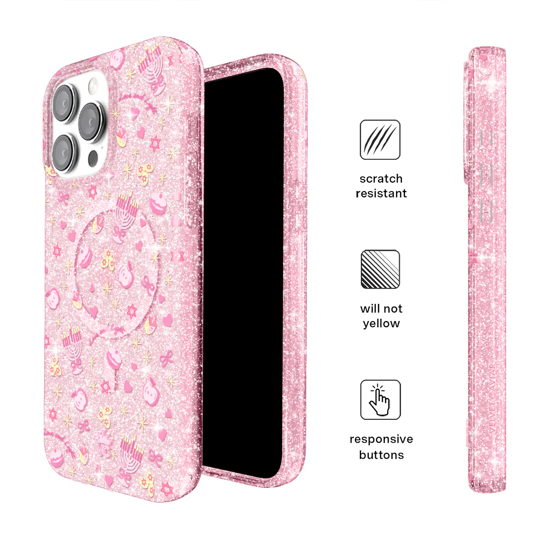 Pink Hanukkah Glitter iPhone Case - Image 50