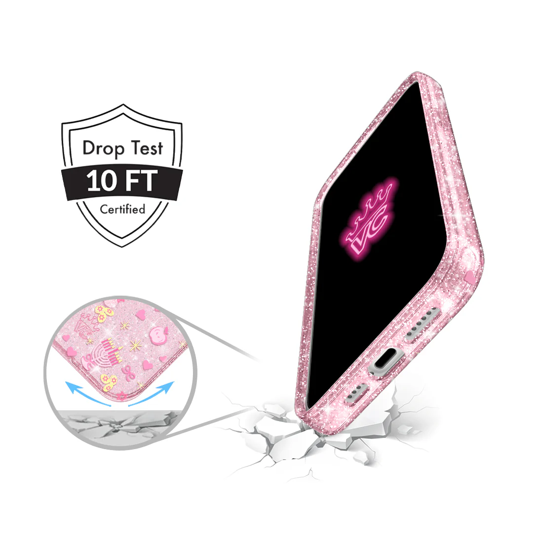Pink Hanukkah Glitter iPhone Case - Image 67