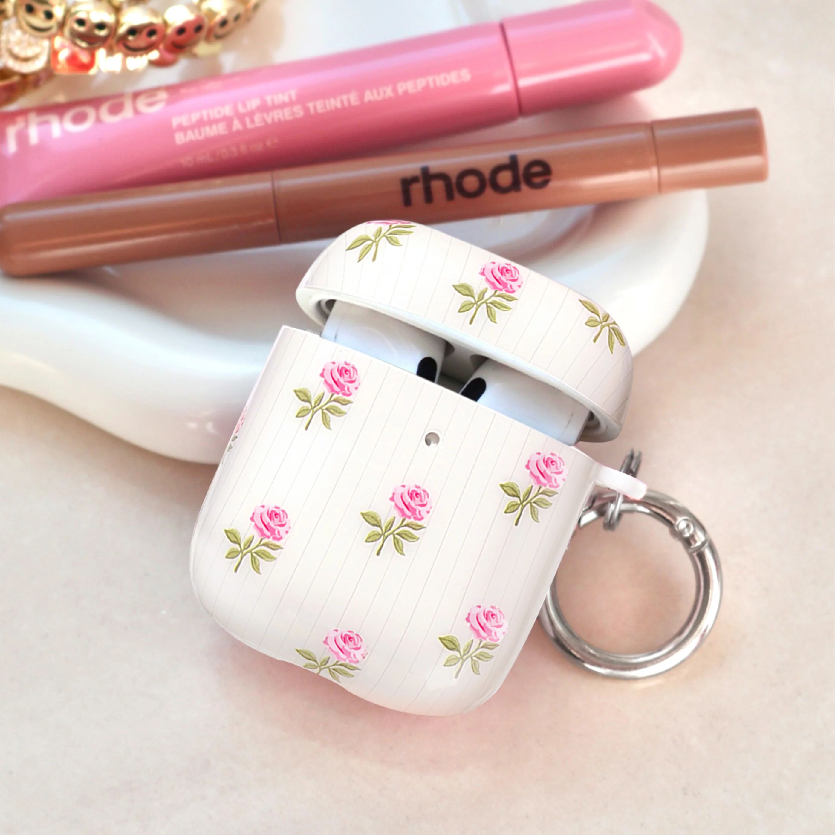 Pink Peony Floral AirPod Case - Image 7