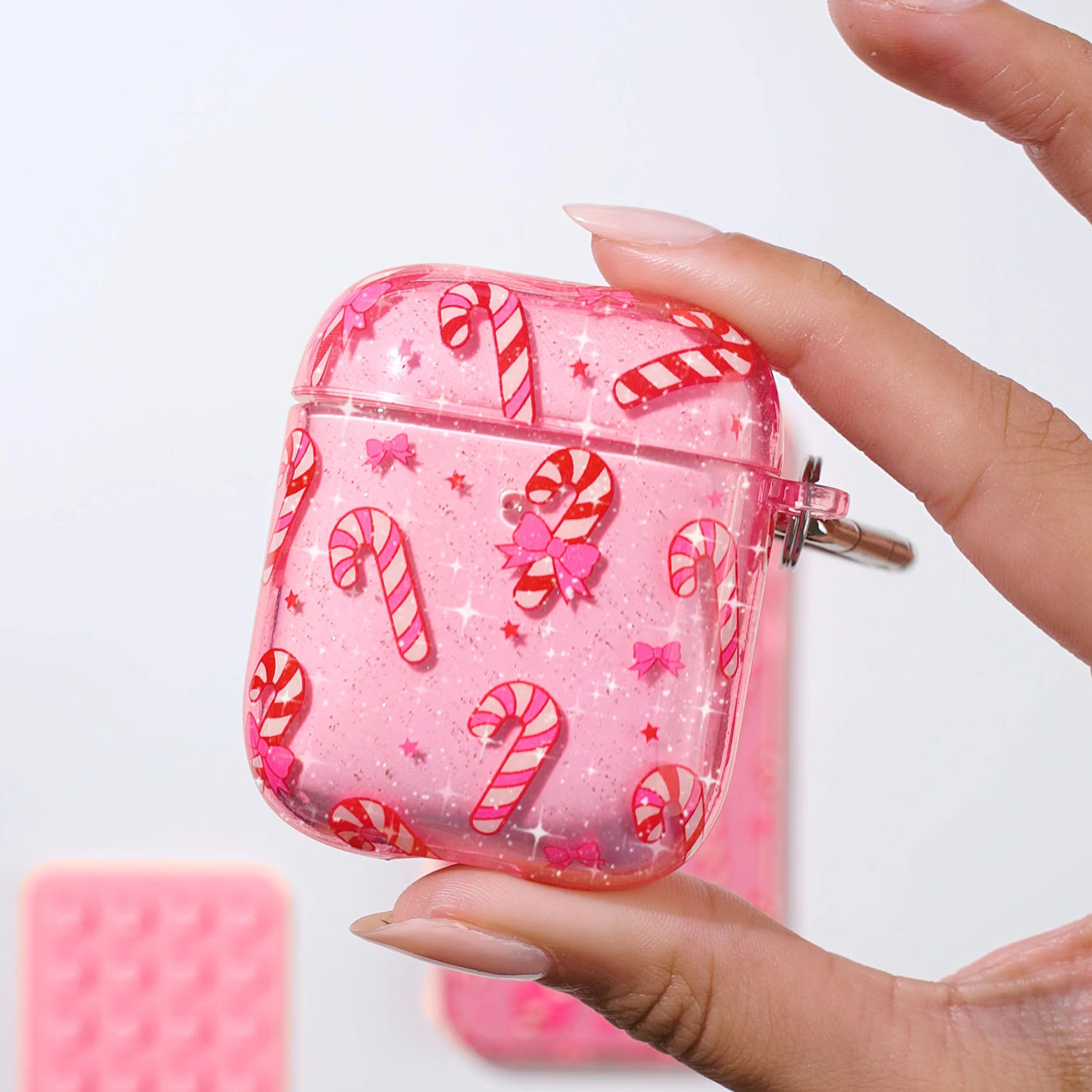 Pink Peppermint Princess AirPod Case - Image 2