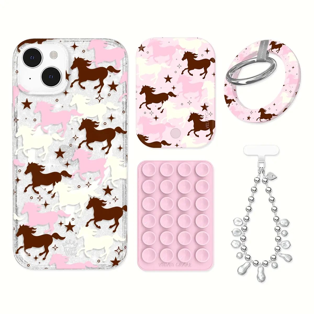 Pink Pony Glitter iPhone Bundle Set - Grip - Image 9