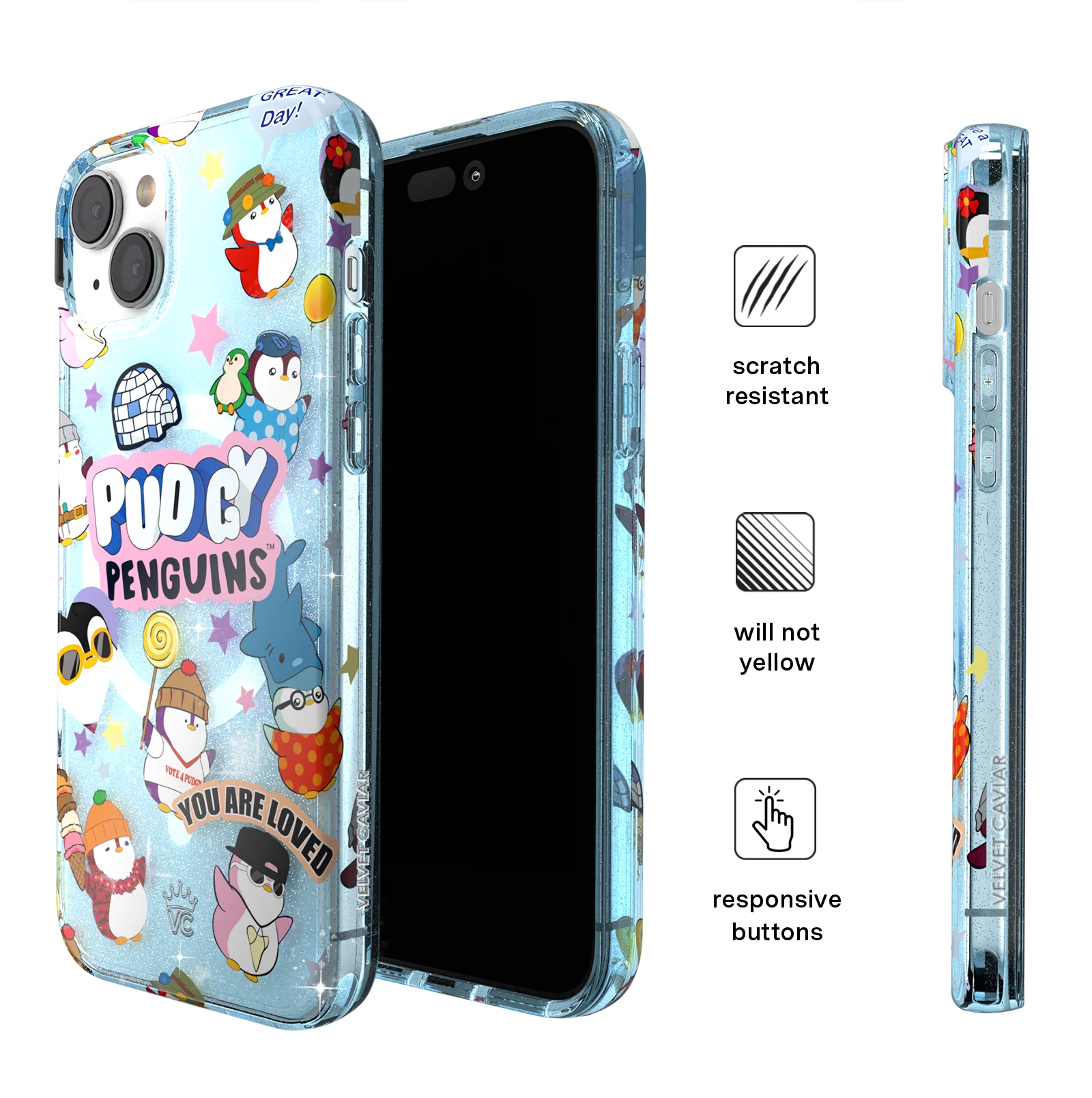 Pudgy Penguins Iceberg Glitter iPhone Case - Image 36