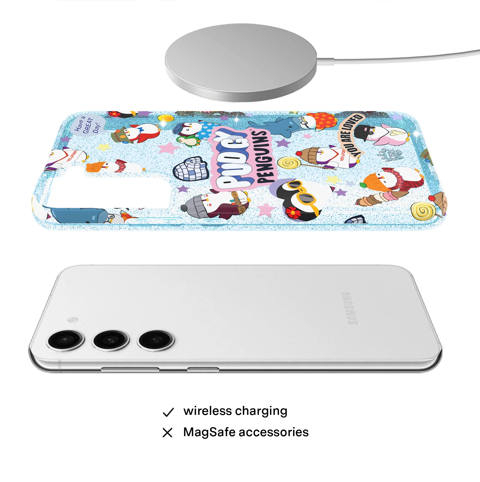 Pudgy Penguins Iceberg Glitter Samsung Case - Image 49