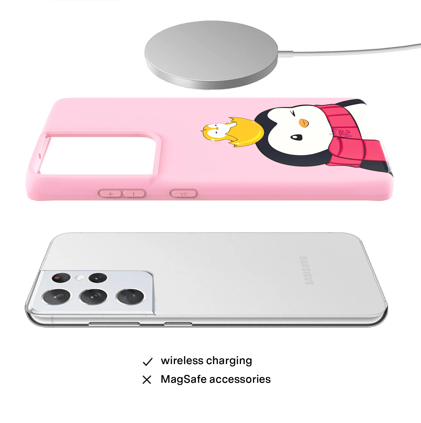 Pudgy Penguins Positive Pink Samsung Case - Image 70