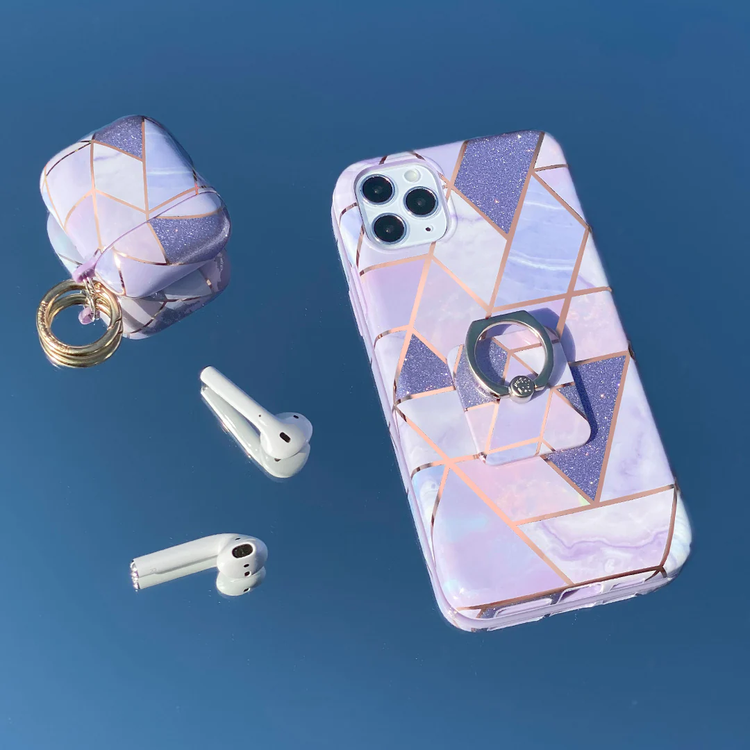 Purple Geometric Marble Airpods Case - Image 7