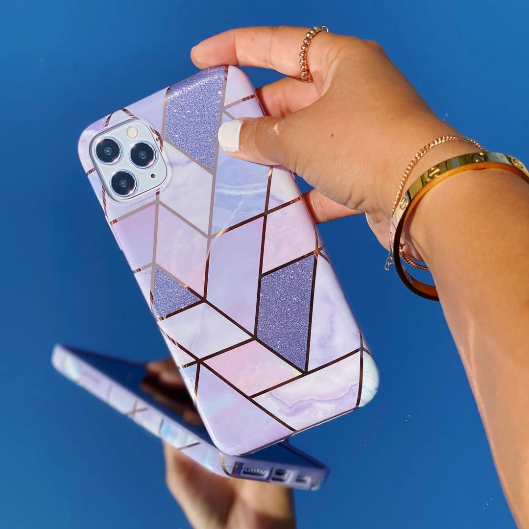 Purple Geometric Marble iPhone Case - Image 56