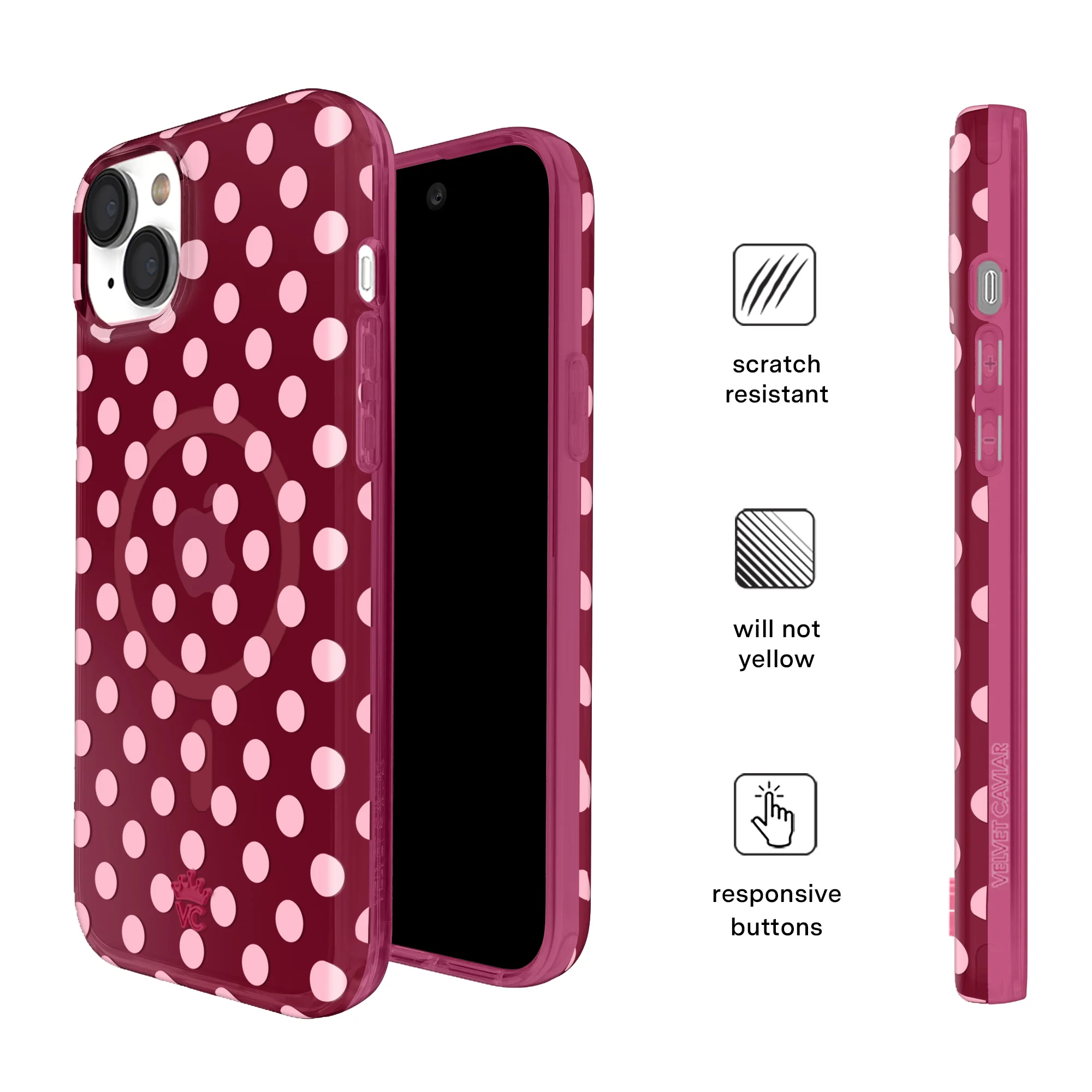 Raspberry Polka Dot iPhone Case - Image 60