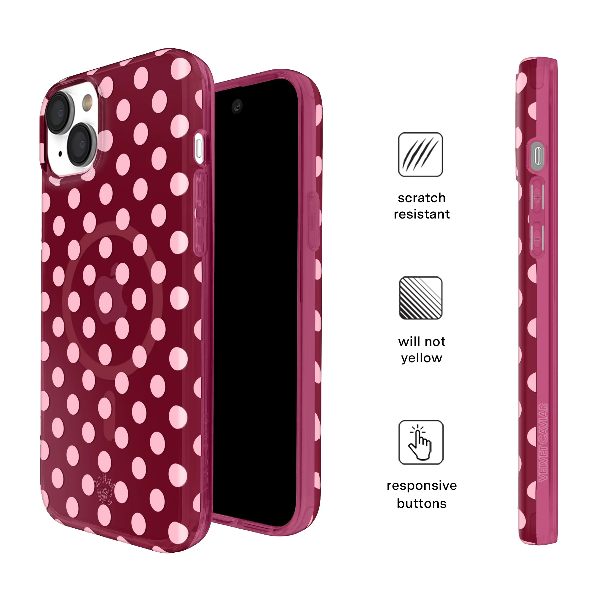 Raspberry Polka Dot iPhone Case - Image 80