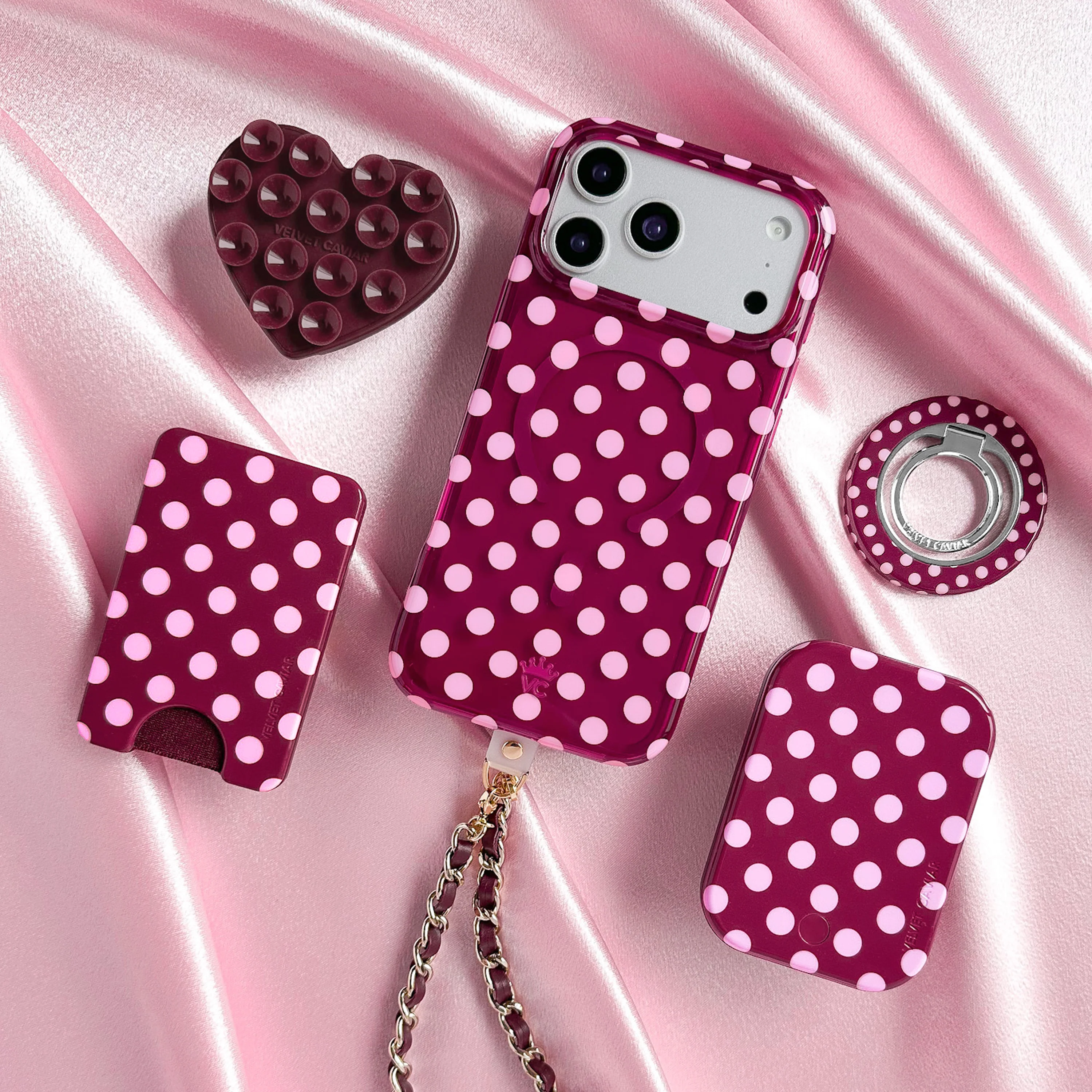 Raspberry Polka Dot MagSafe Grip Ring - Image 6