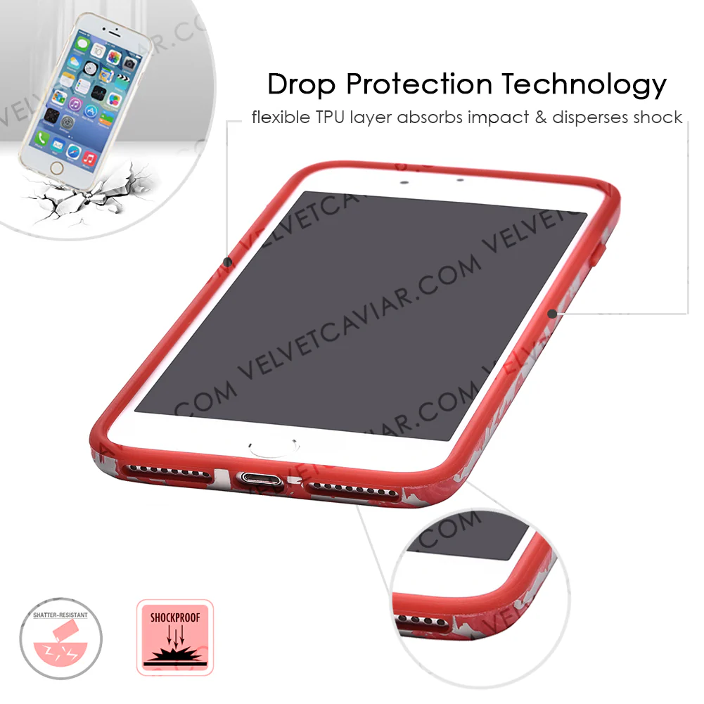 Red Marble Silver Chrome iPhone Case - Image 19