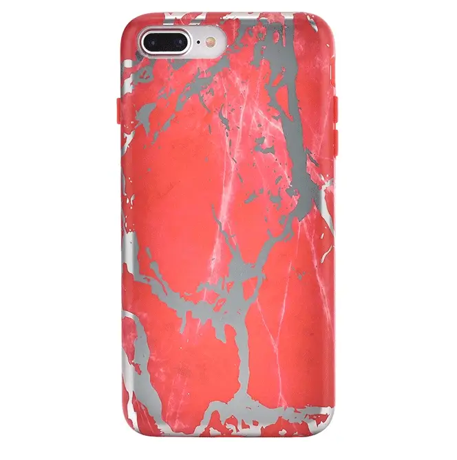 Red Marble Silver Chrome iPhone Case - Image 22