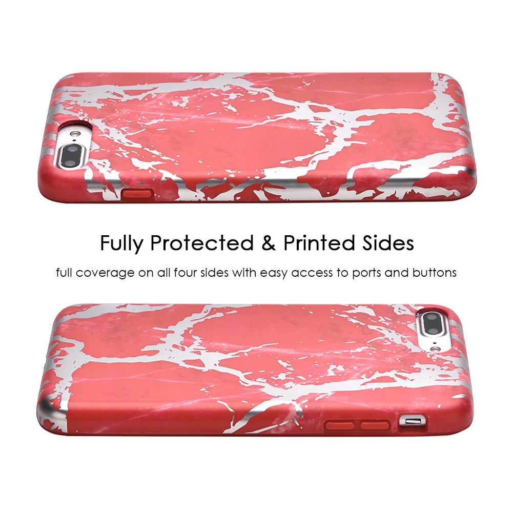Red Marble Silver Chrome iPhone Case - Image 25