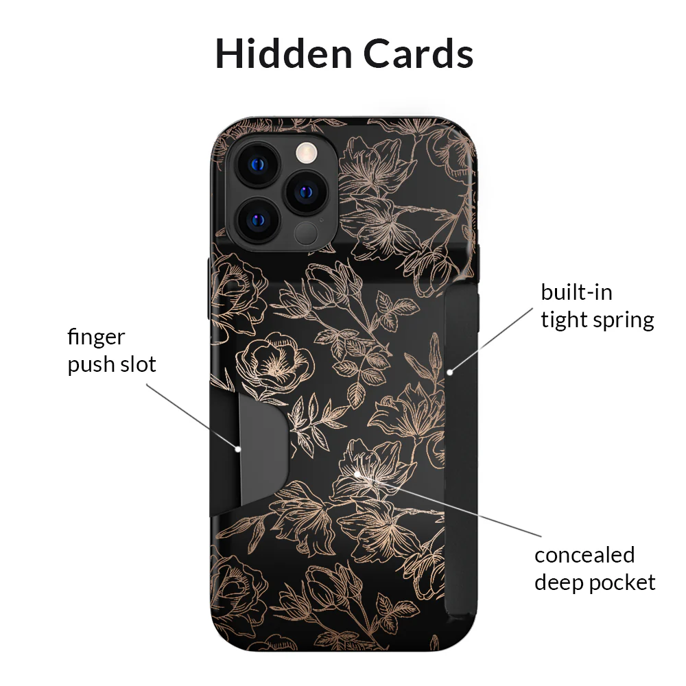 Floral Rose Gold iPhone Wallet Case - Image 36