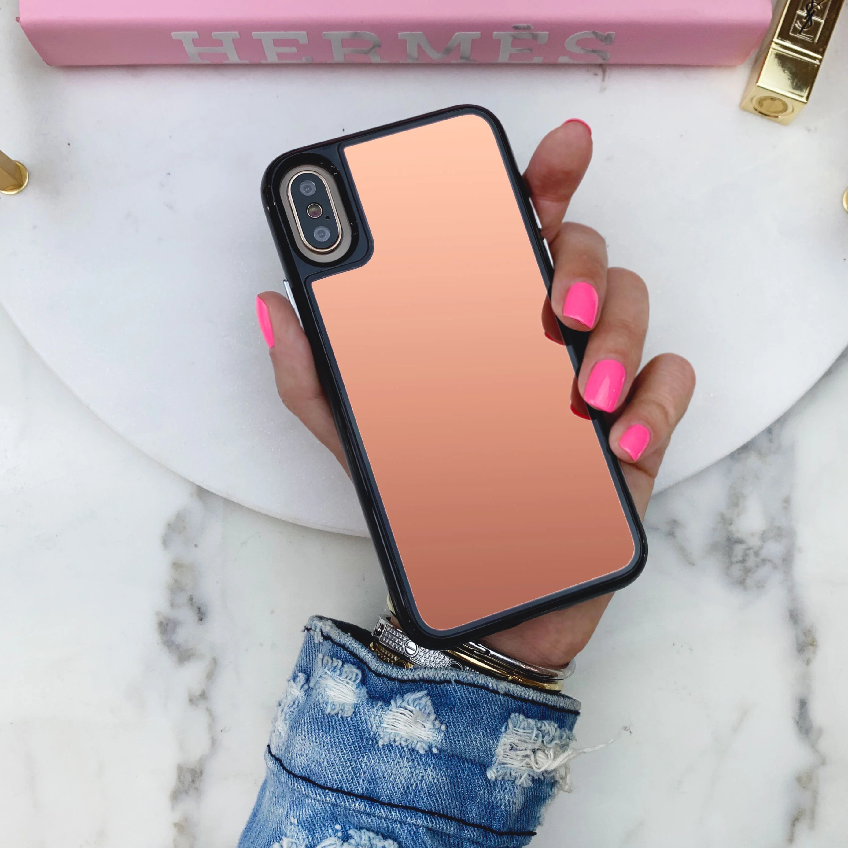 Rose Gold Reflective Mirror iPhone Case - Image 32