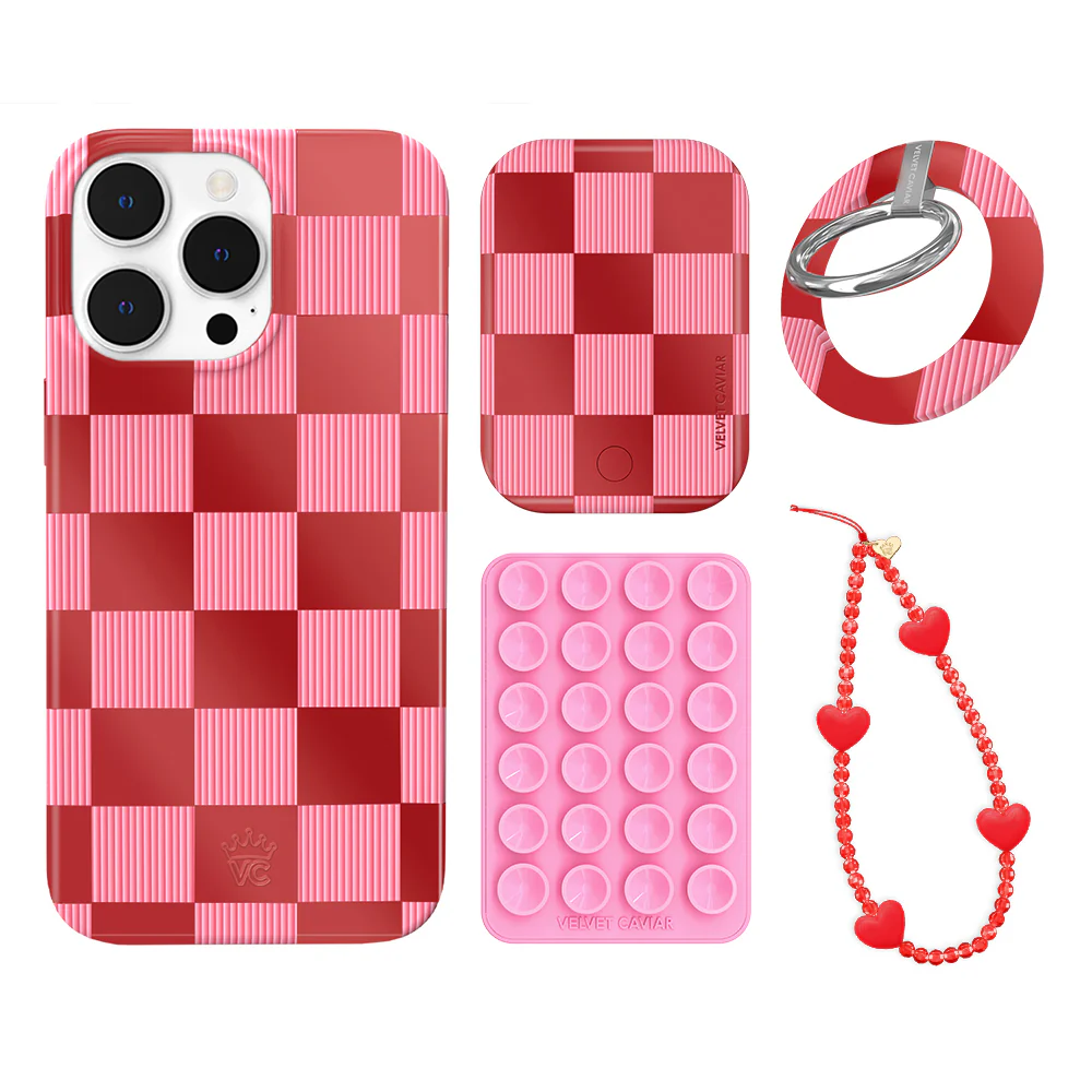 Rose Vibe Checkered iPhone Bundle Set - Grip - Image 2