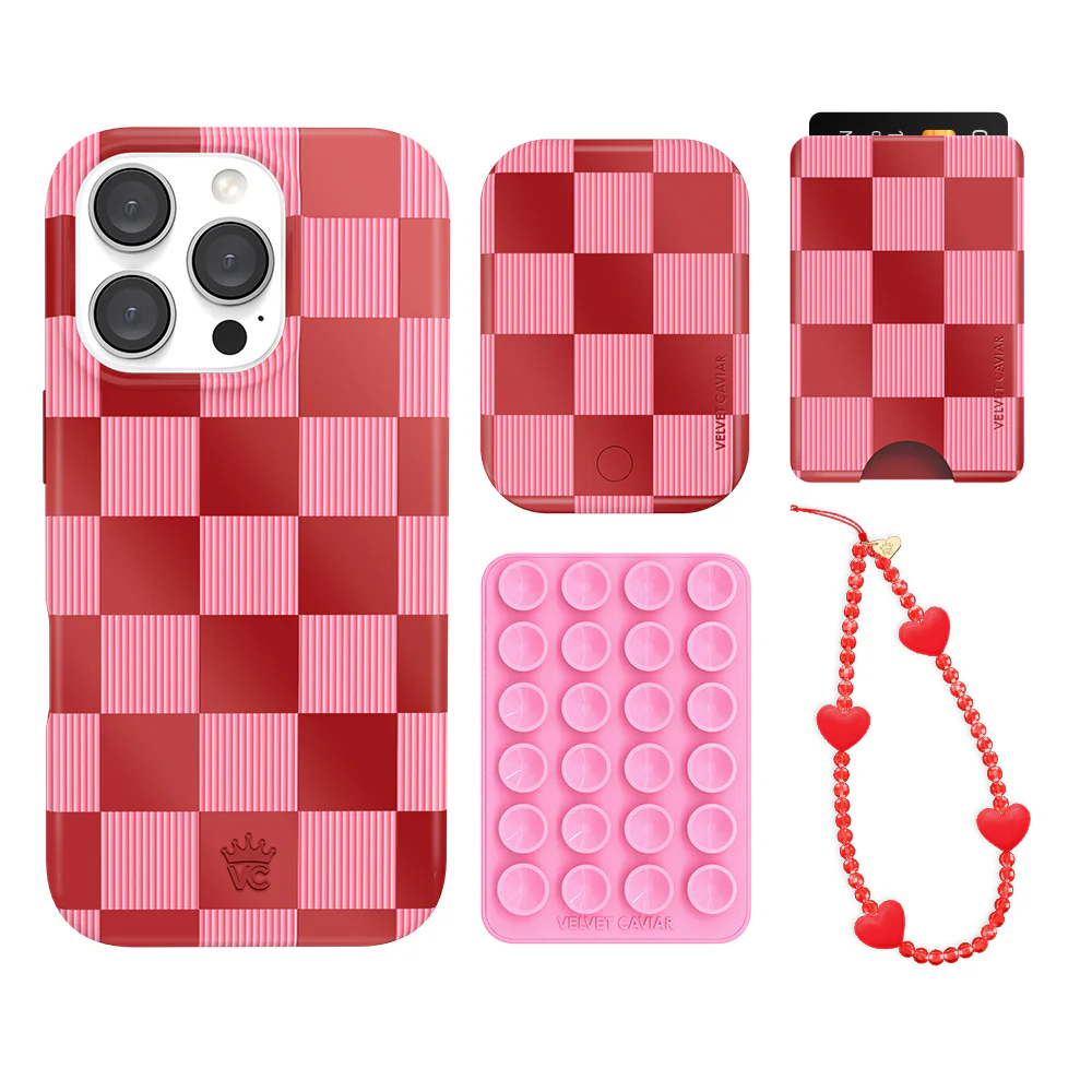 Rose Vibe Checkered iPhone Bundle Set - Wallet - Image 19