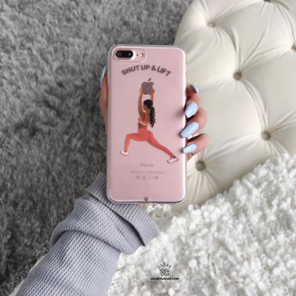 Shut Up & Lift iPhone Case Black Hair Pink Pants - Image 30