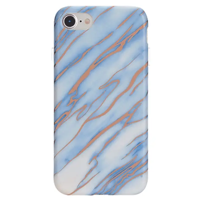 Sky Blue Rose Gold Chrome Marble iPhone case - Image 2