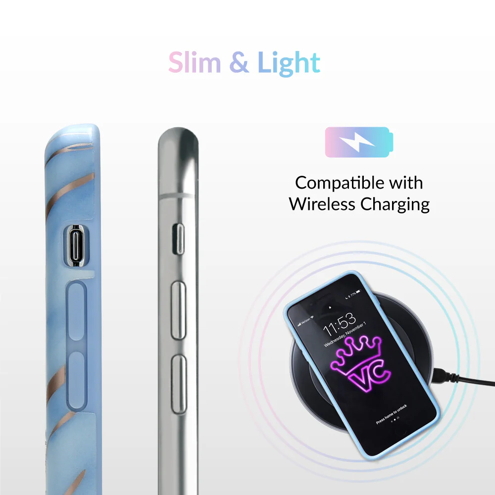 Sky Blue Rose Gold Chrome Marble iPhone case - Image 7