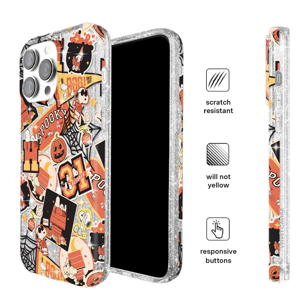 Snoopy Halloween Varsity Glitter iPhone Case - Image 105