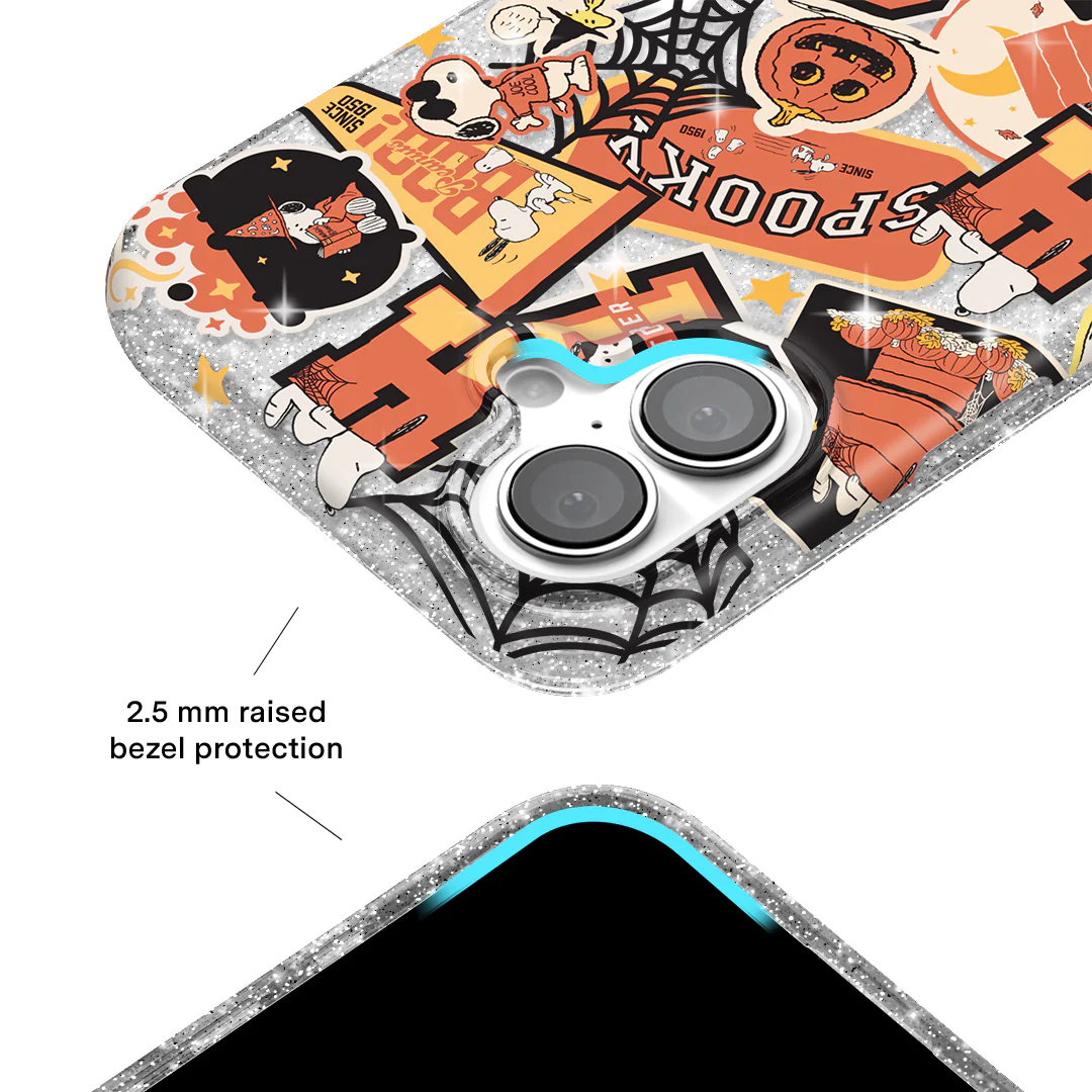 Snoopy Halloween Varsity Glitter iPhone Case - Image 17