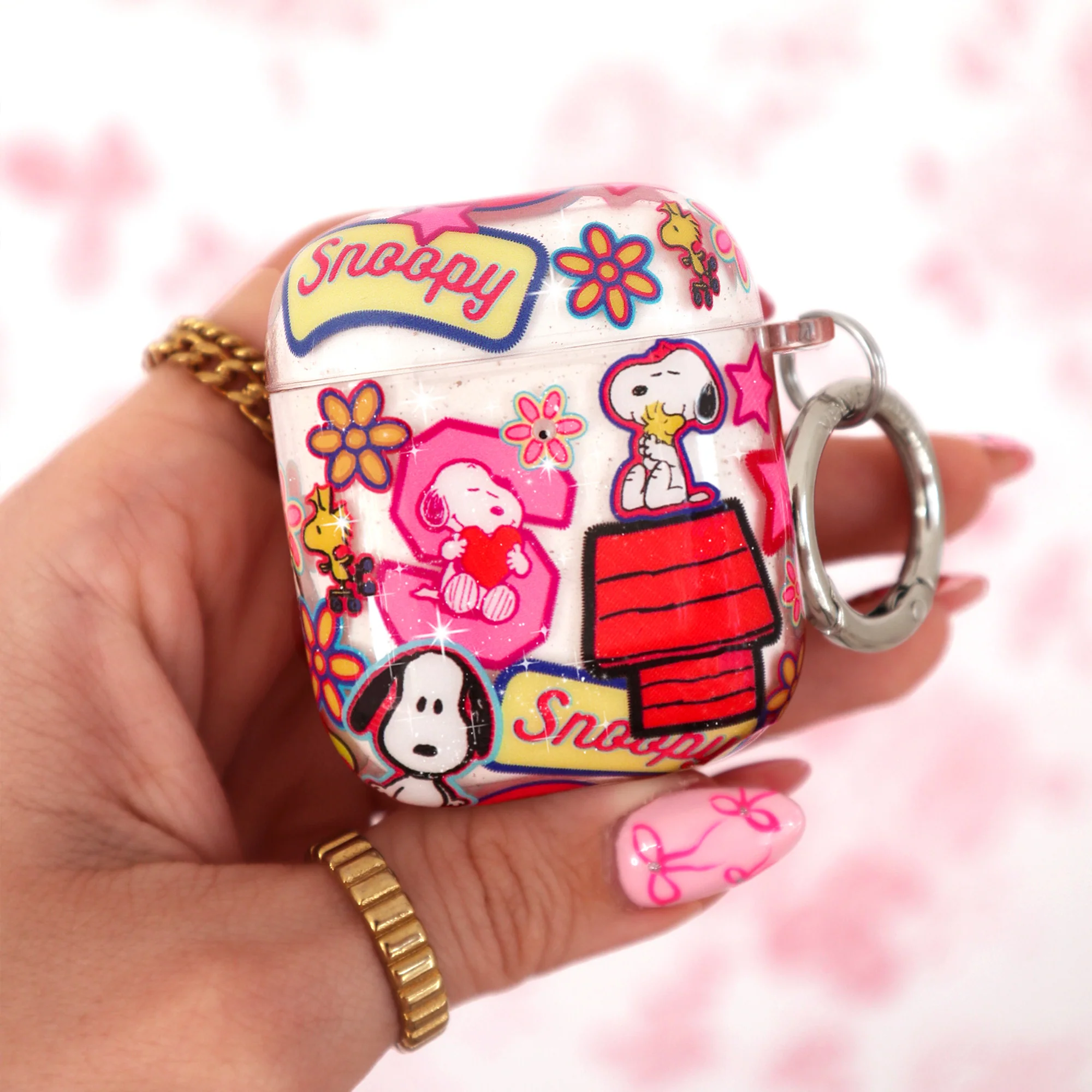 Snoopy Patchwork Glitter AirPod Case - Image 2