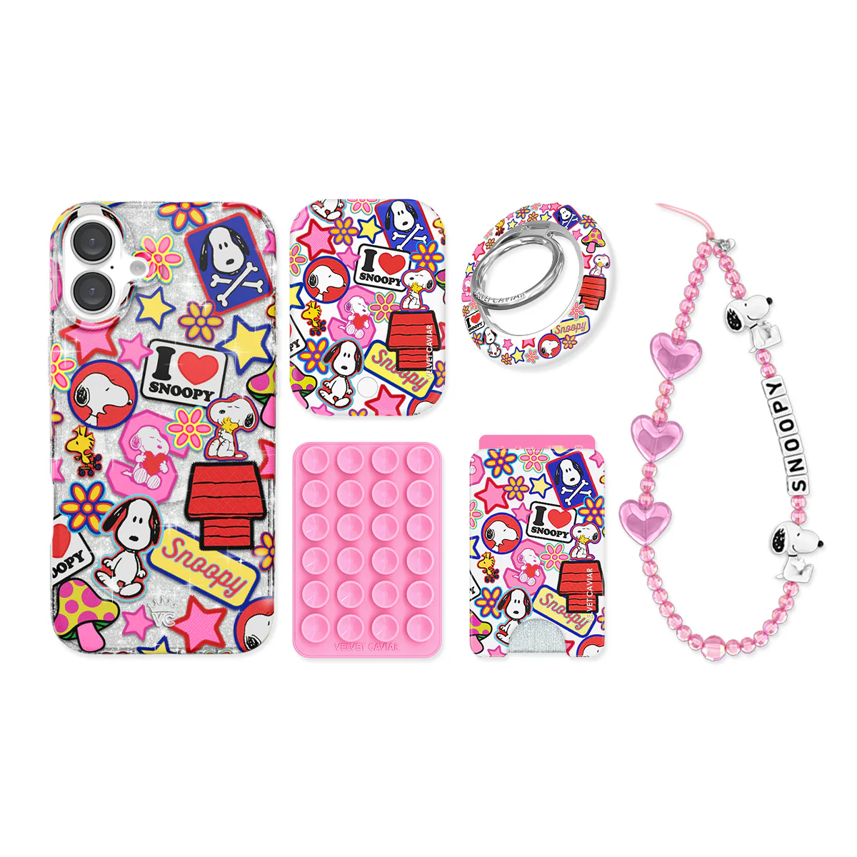 Snoopy Patchwork Glitter iPhone Bundle Set - Image 13