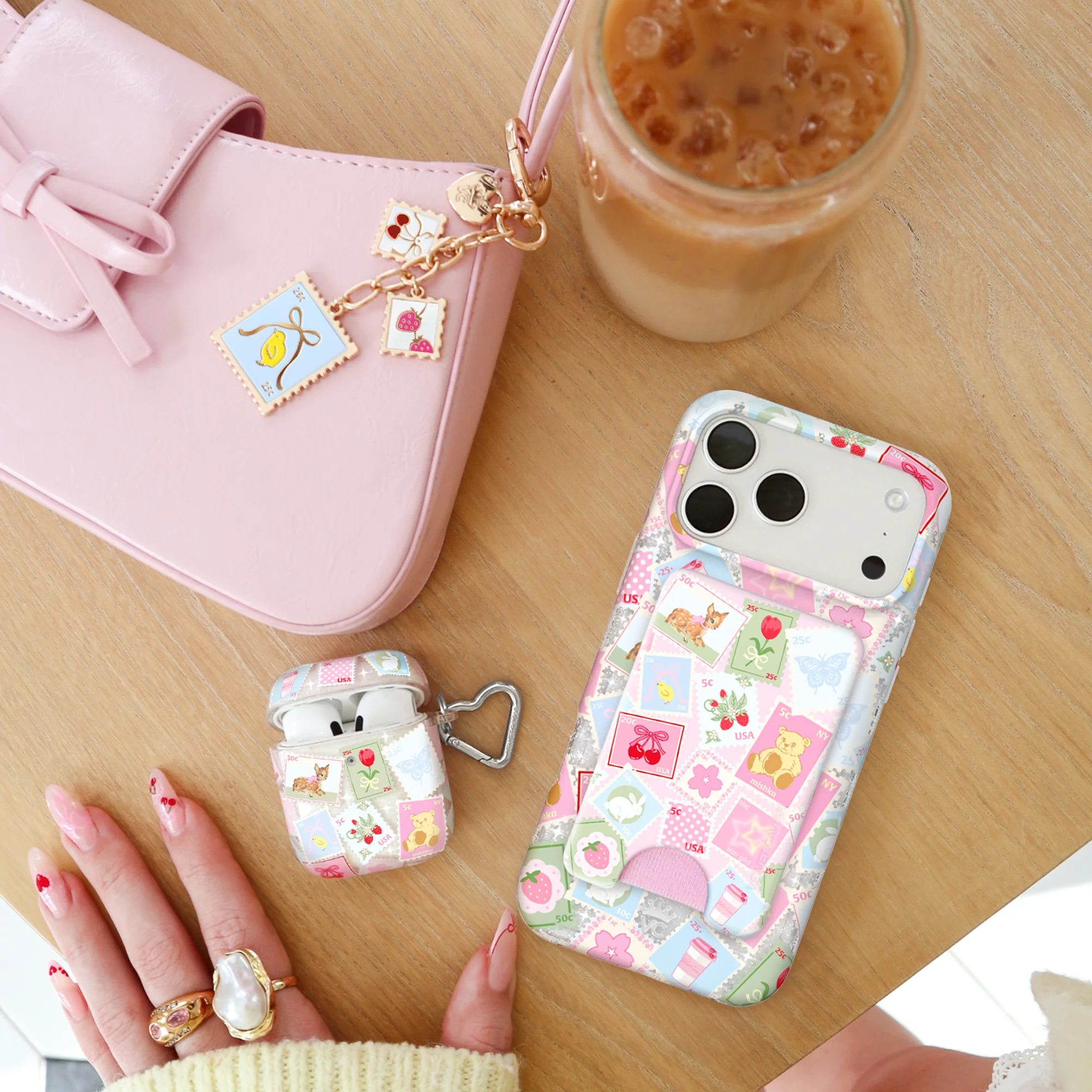 Spring Whimsy Stamps Glitter AirPod Case - Image 35