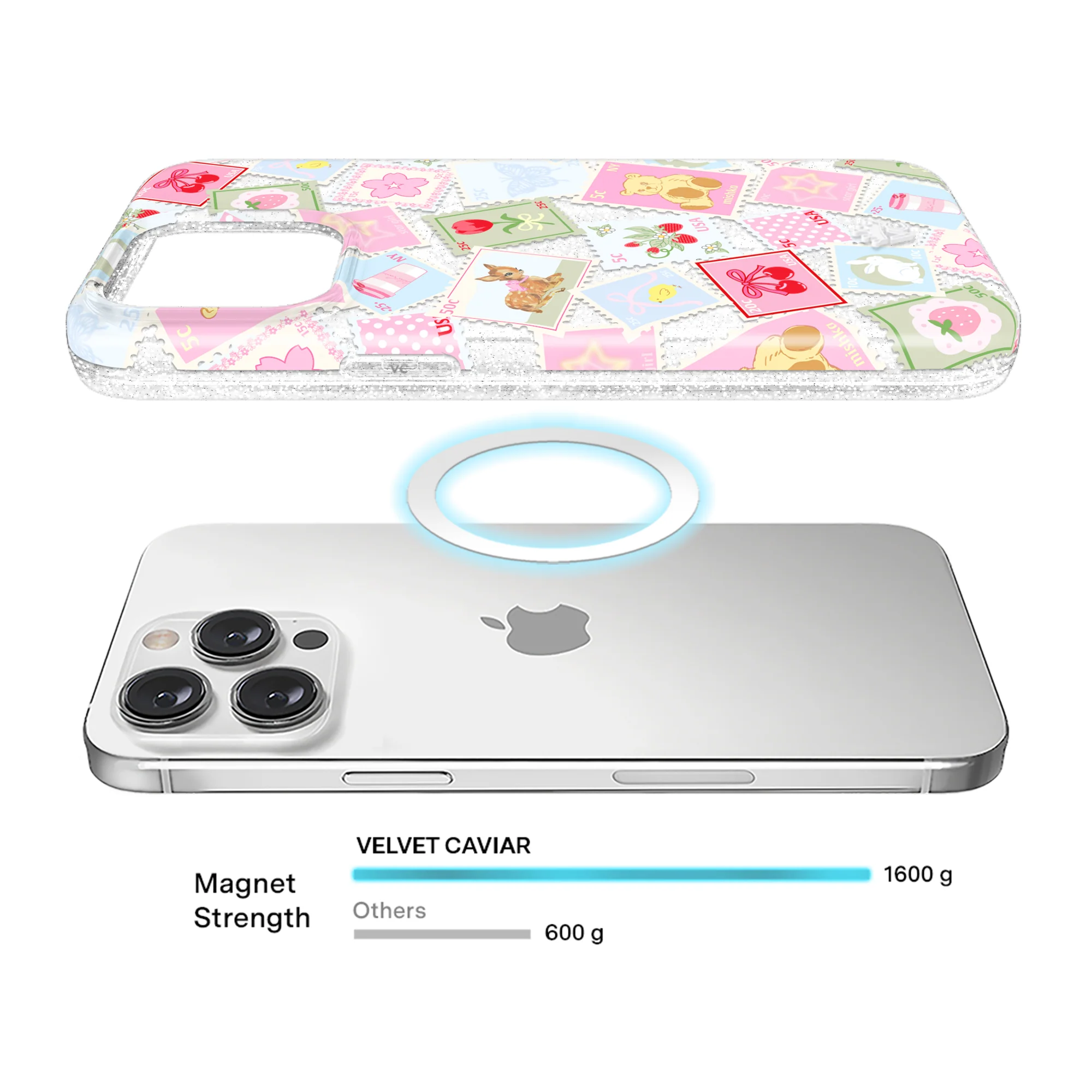 Spring Whimsy Stamps Glitter iPhone Case - Image 34