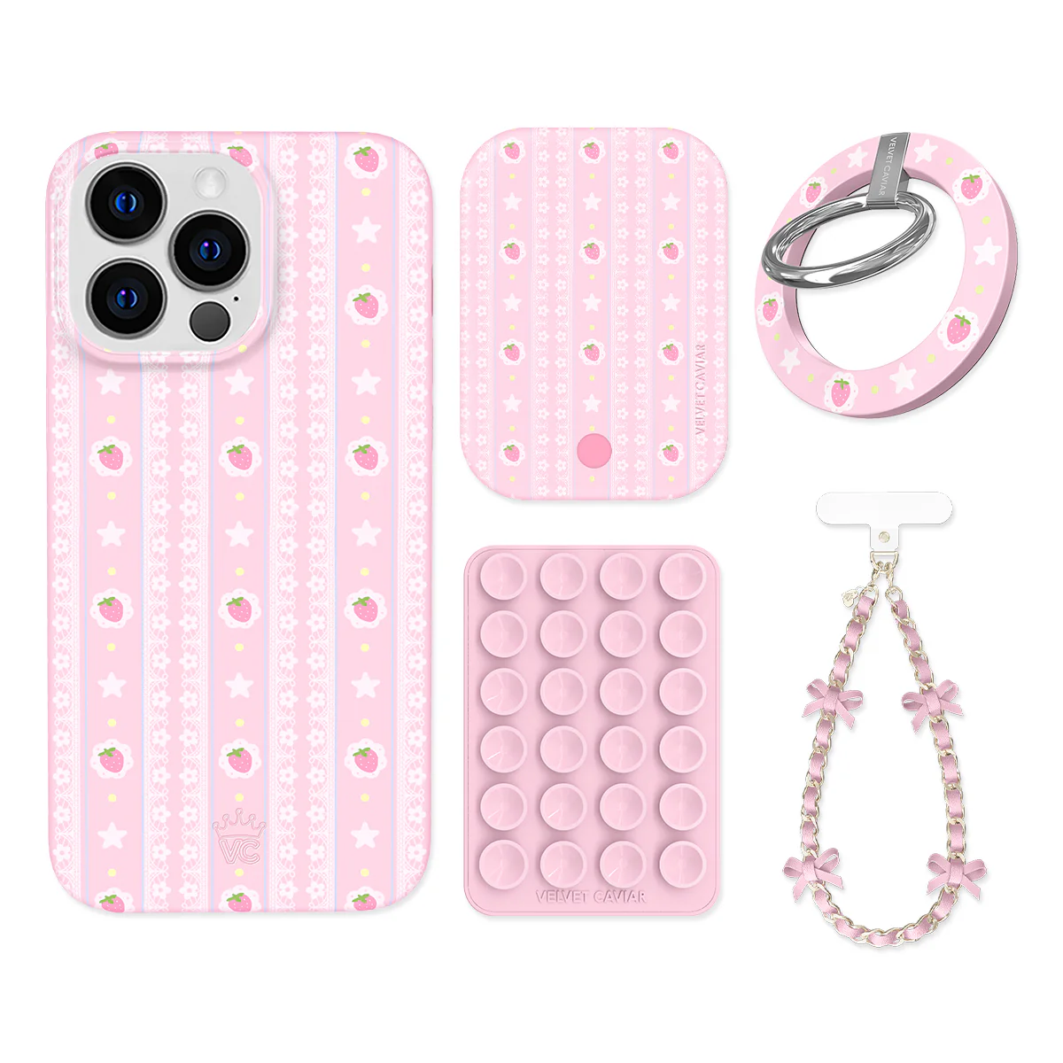 Strawberry Macaron iPhone Bundle Set - Grip - Image 13
