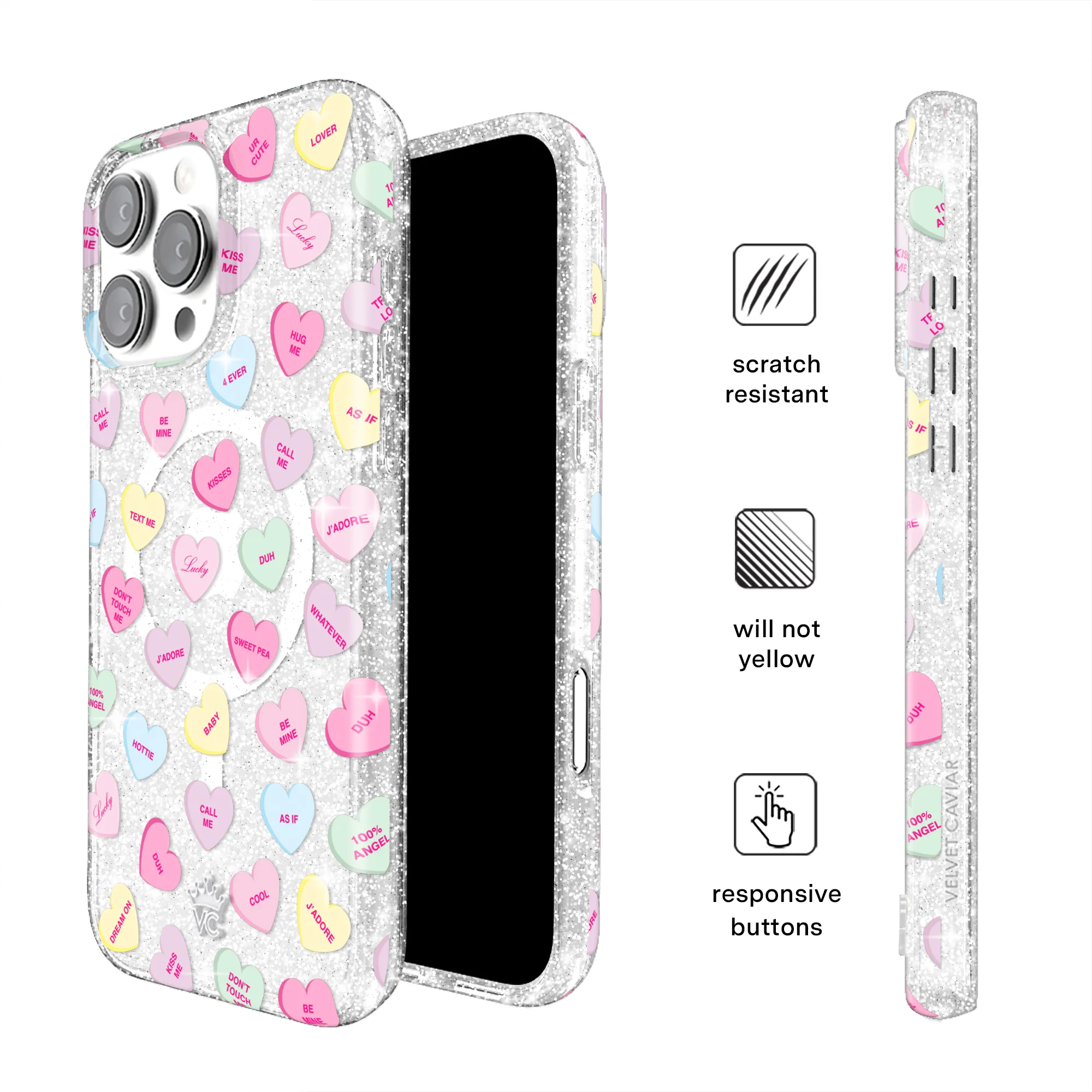Sweet Hearts Glitter iPhone Case - Image 25