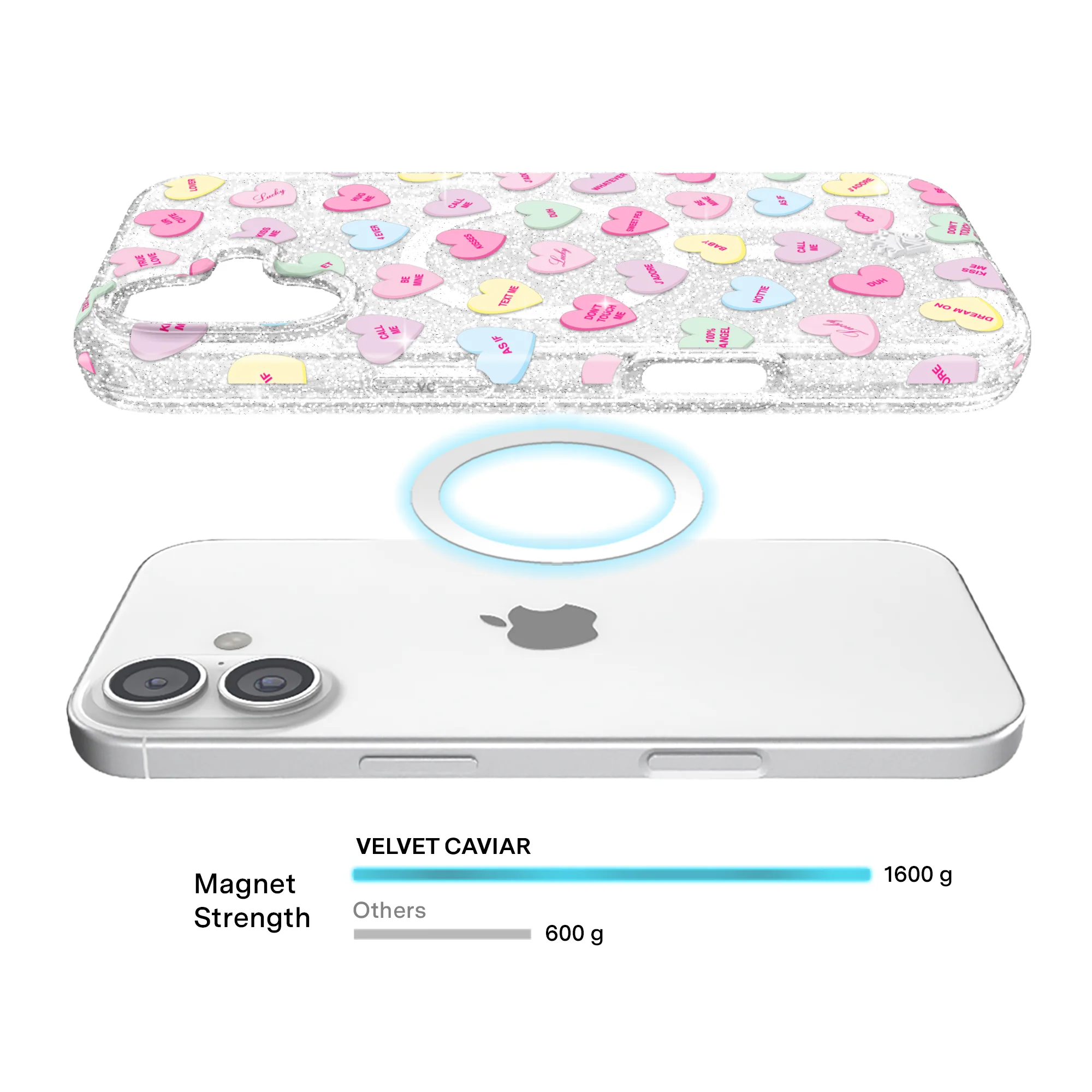 Sweet Hearts Glitter iPhone Case - Image 39
