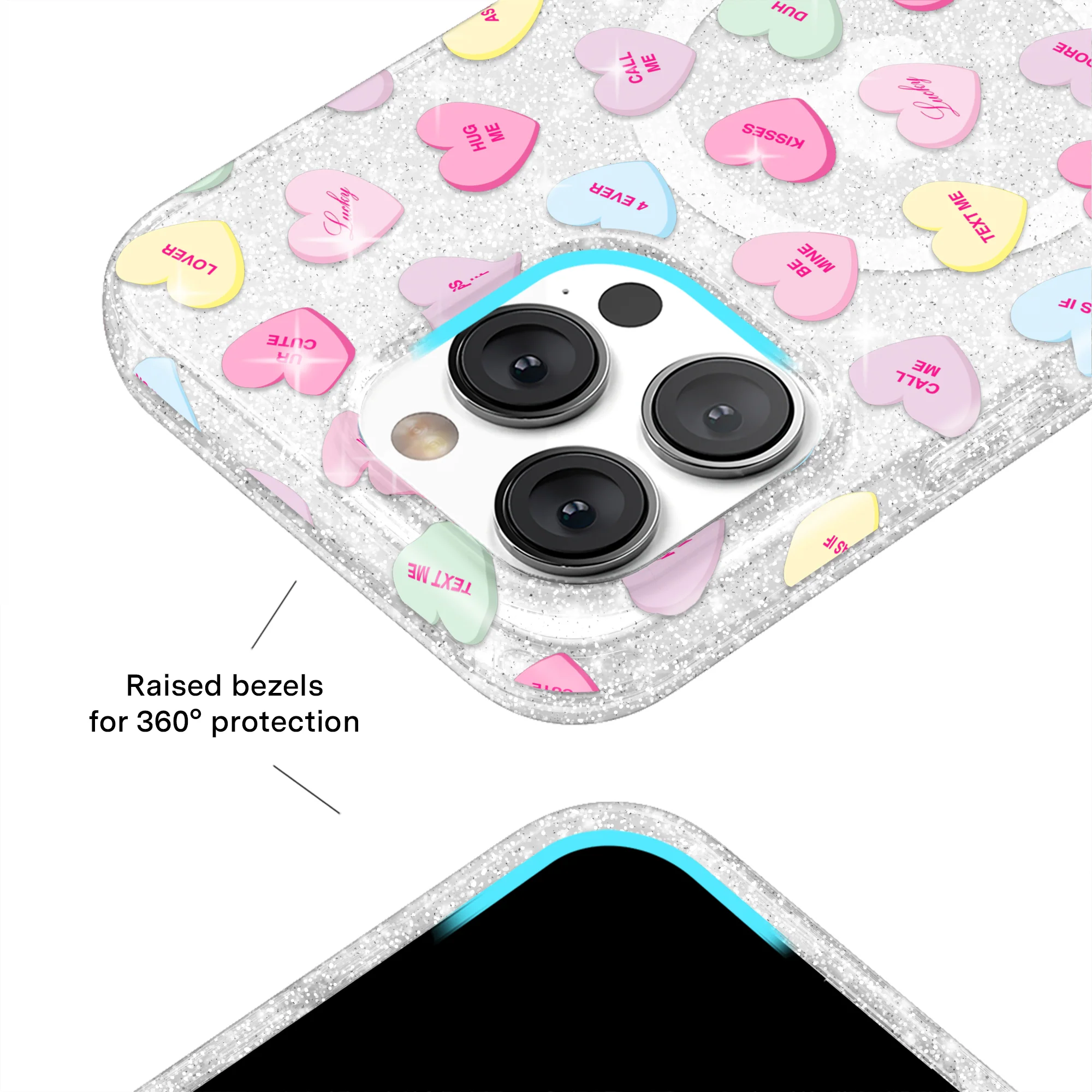 Sweet Hearts Glitter iPhone Case - Image 43