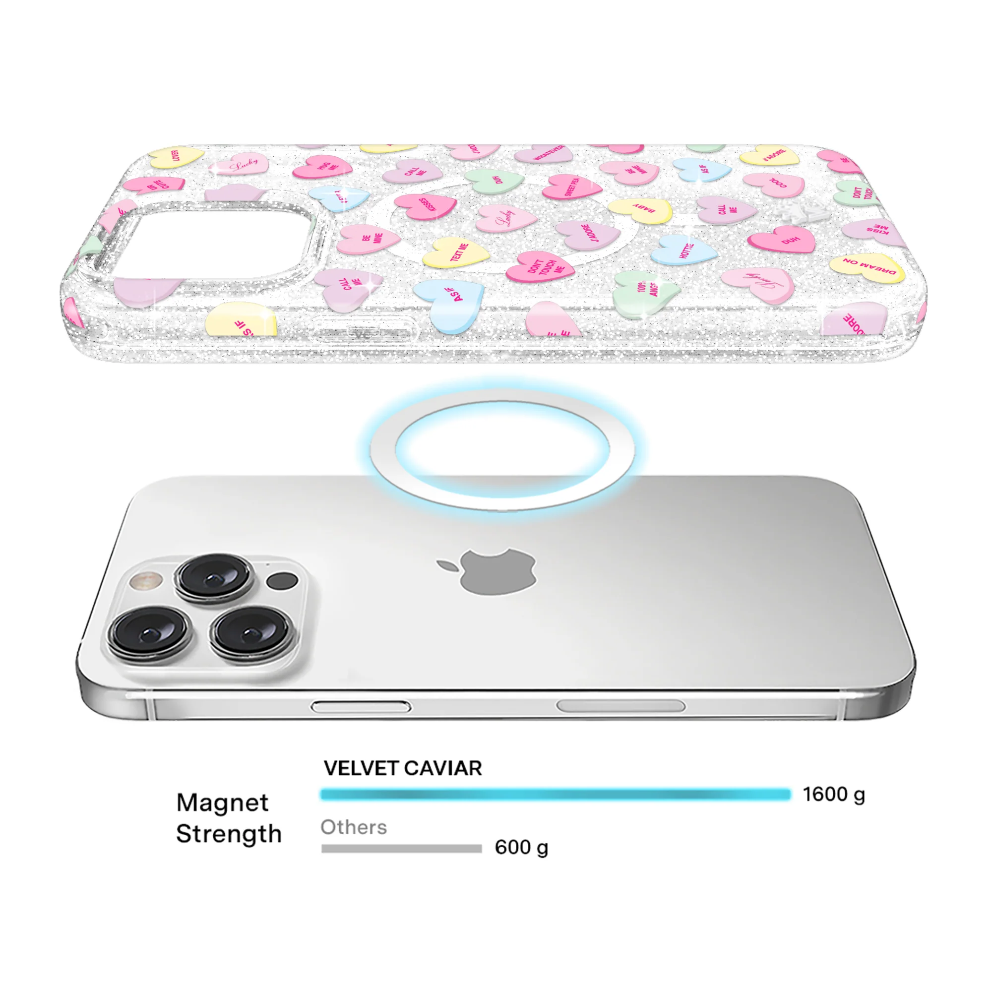 Sweet Hearts Glitter iPhone Case - Image 49