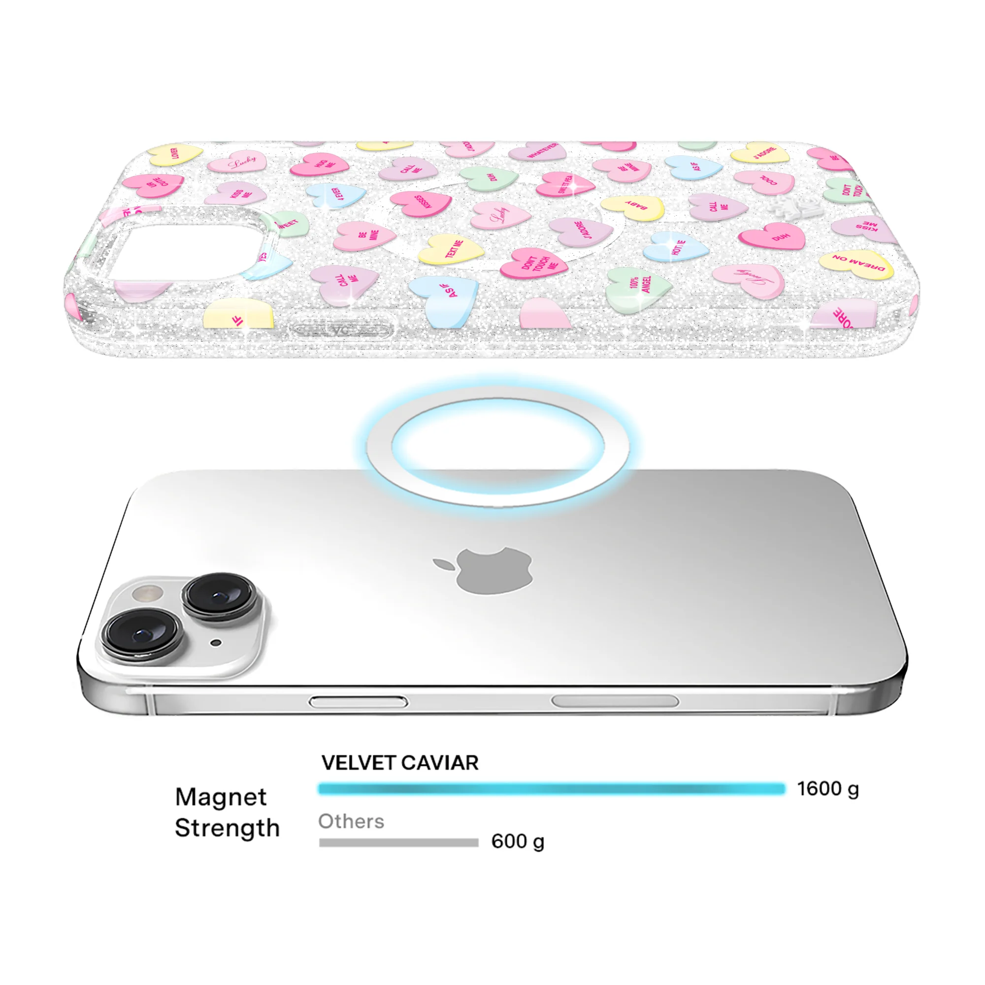 Sweet Hearts Glitter iPhone Case - Image 54