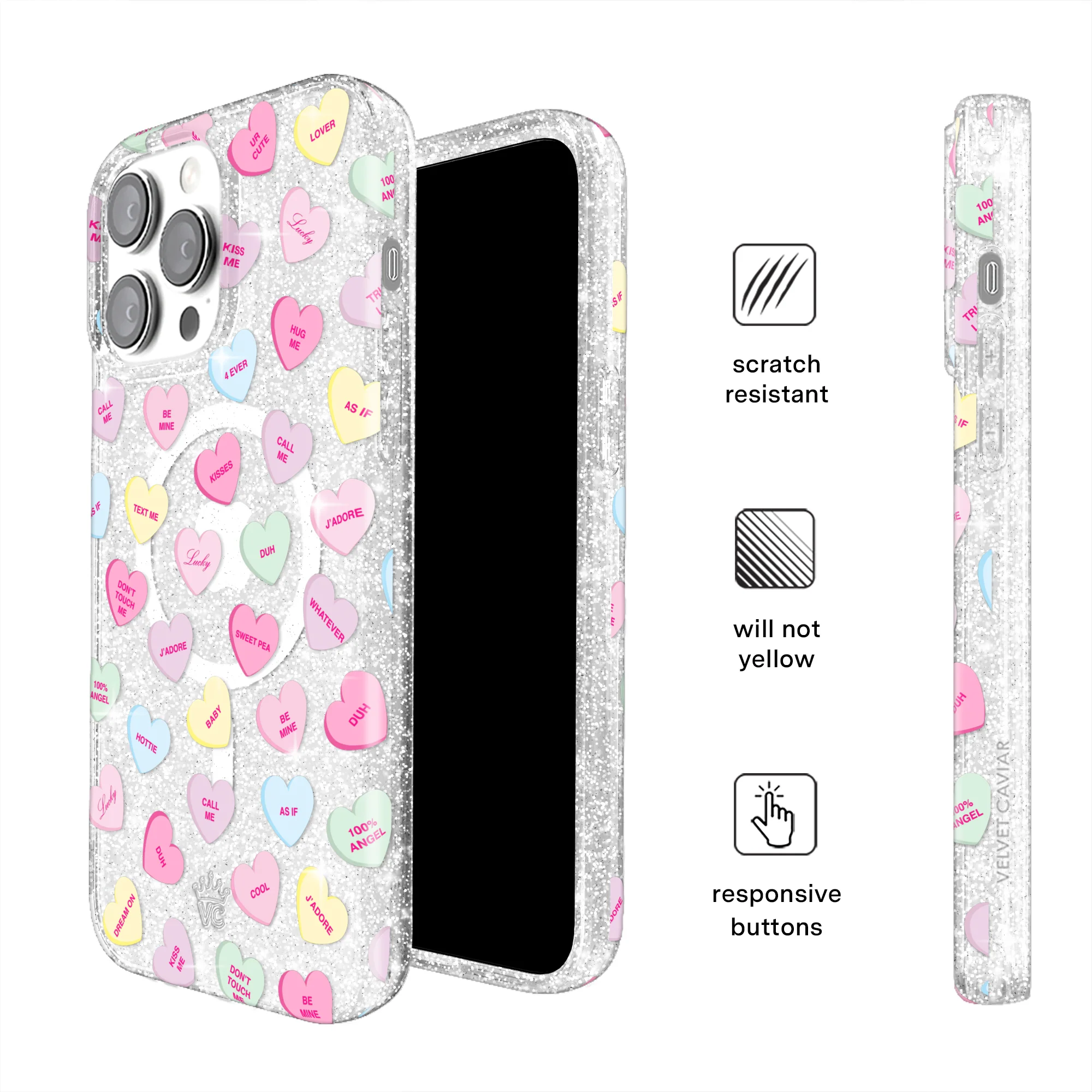 Sweet Hearts Glitter iPhone Case - Image 70