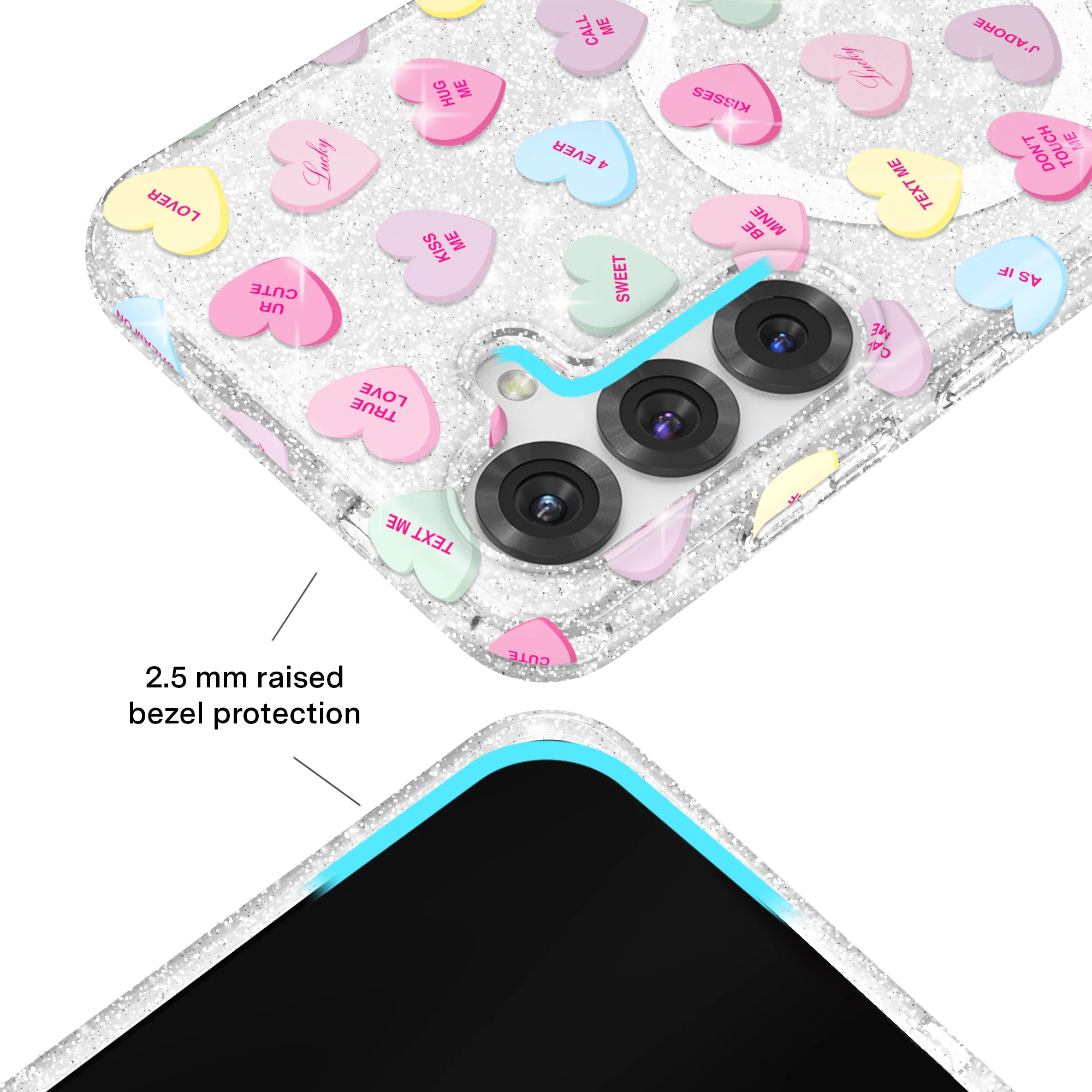Sweet Hearts Glitter Samsung Case - Image 53