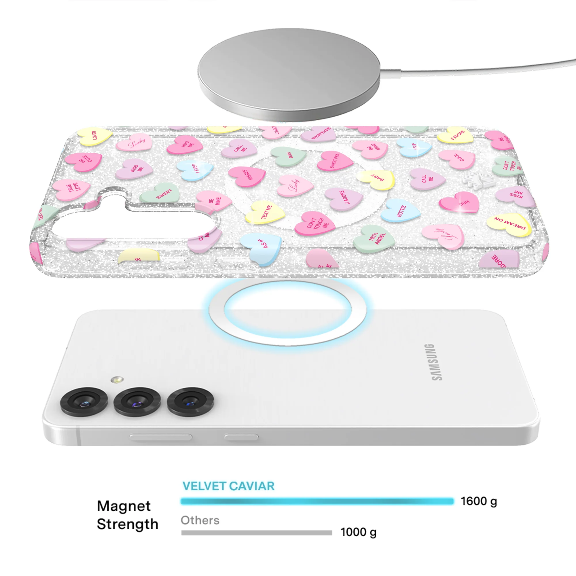 Sweet Hearts Glitter Samsung Case - Image 54