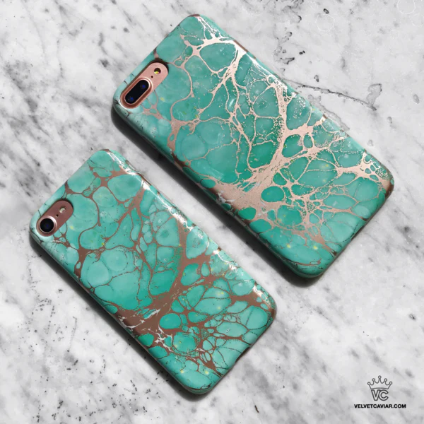 Turquoise Rose Gold Chrome iPhone Case - Image 32