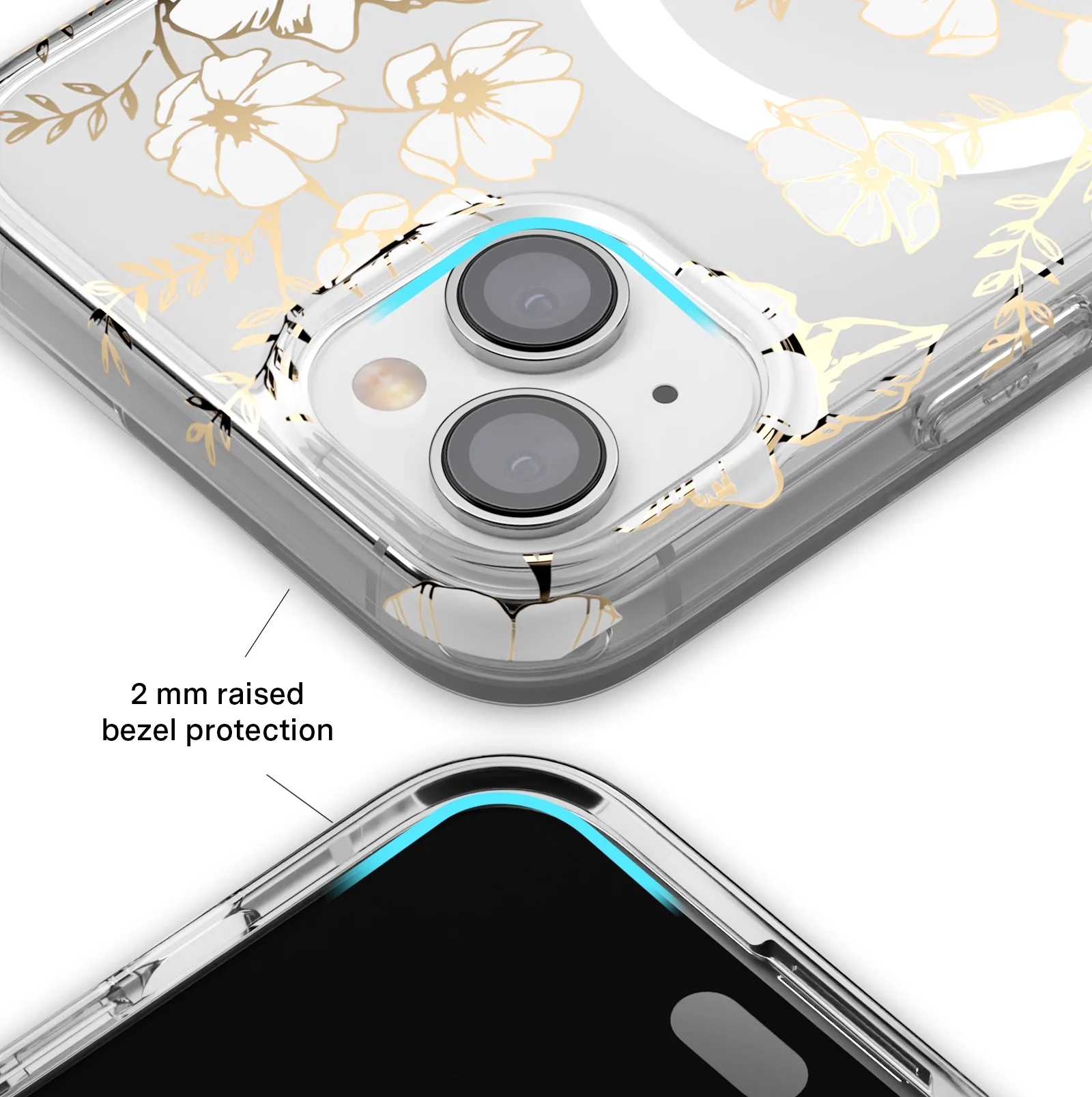 White and Gold Floral Clear iPhone Case - Image 120