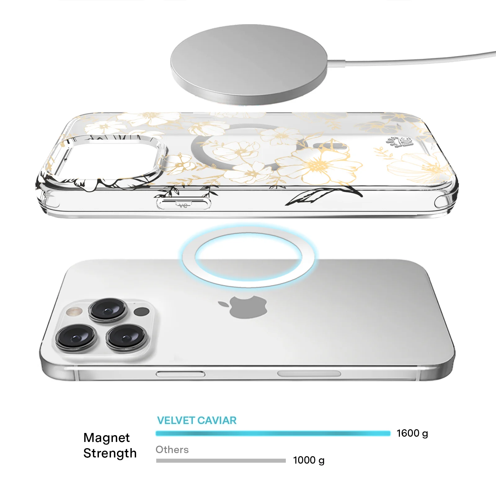 White and Gold Floral Clear iPhone Case - Image 139