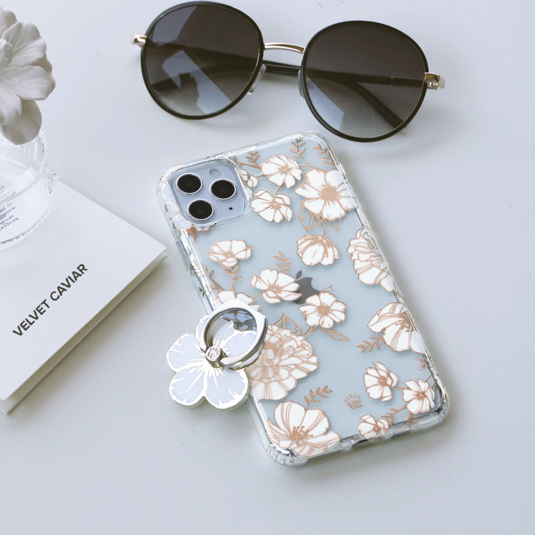White and Gold Floral Clear iPhone Case - Image 32
